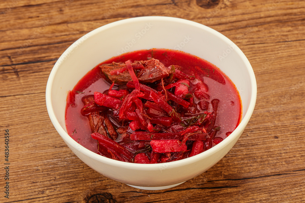 Russian traditional Borsch soup with cabbage Russian traditional Borsch soup with cabbage
