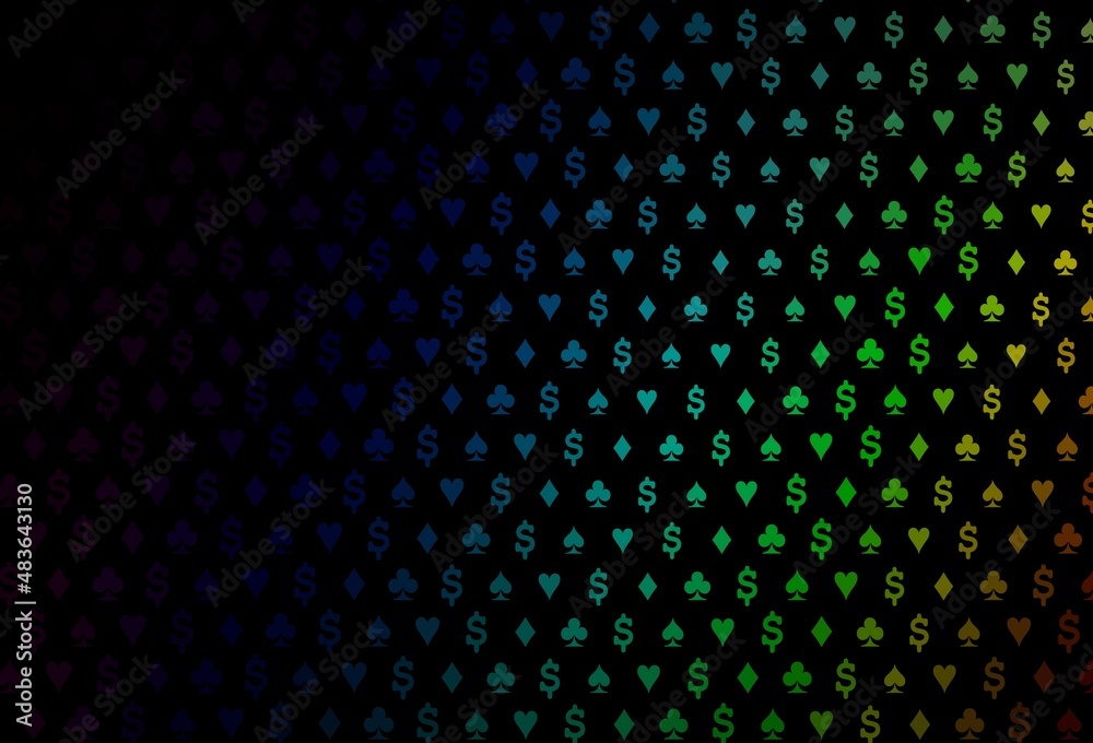 Obraz premium Dark multicolor, rainbow vector cover with symbols of gamble.