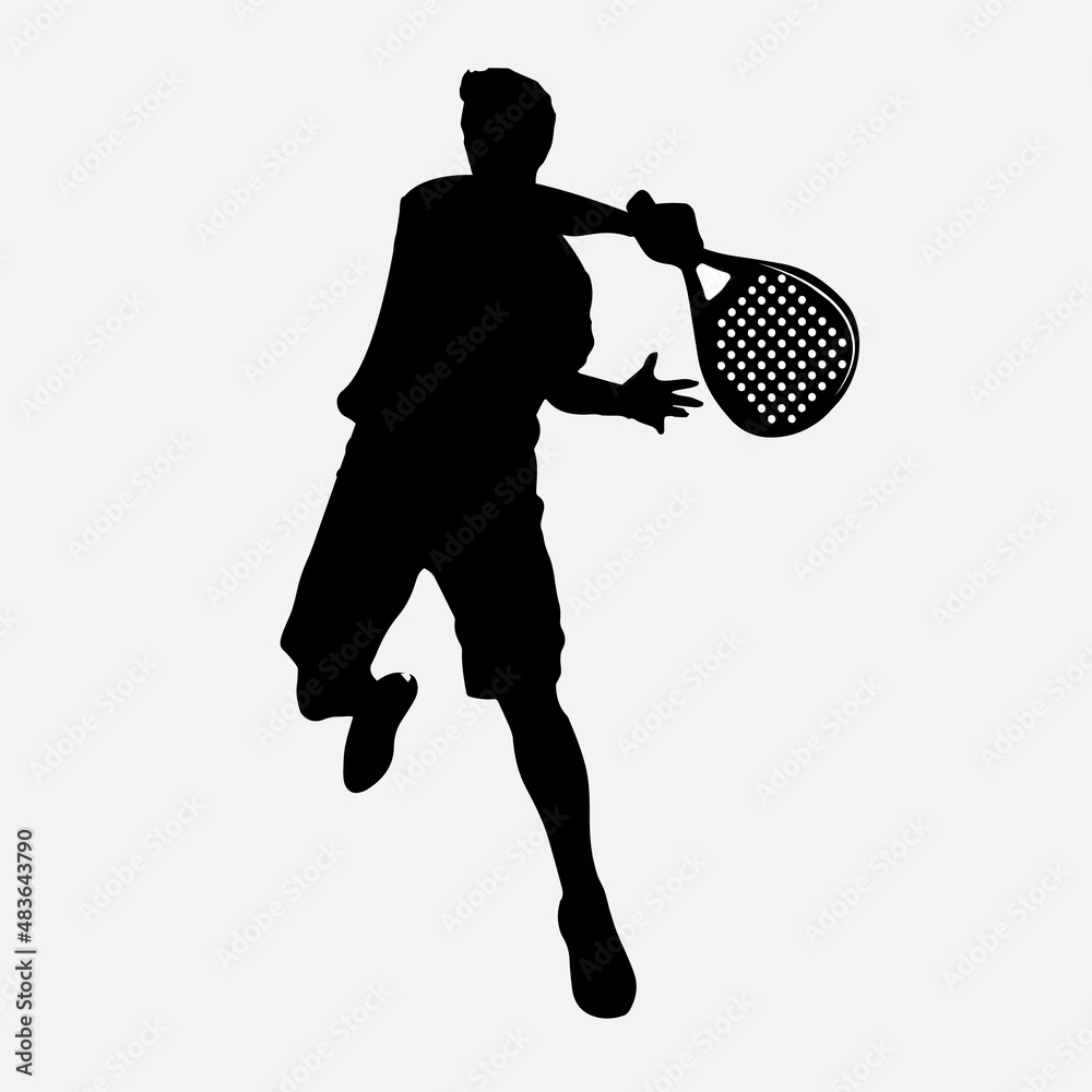 Padel Tennis Player Icon Illustration. Paddle Sport Vector Graphic Symbol  Clip Art. Sketch Black Sign young