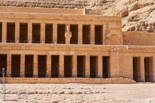 Ancient ruins of the Temple of Hatshepsut in Luxor, Egypt. Building fragment
