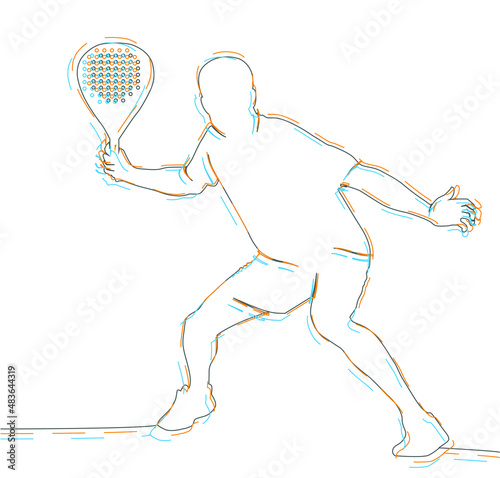 Padel Tennis Player Icon Illustration. Paddle Sport Vector Graphic Symbol Clip Art. Sketch Black Sign young man is padel tennis player jump to the ball good looking for posts and poster video