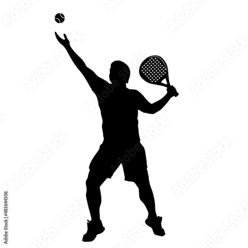 Padel Tennis Player Icon Illustration. Paddle Sport Vector Graphic Symbol Clip Art. Sketch Black Sign young man is padel tennis player jump to the ball good looking for posts and poster video
