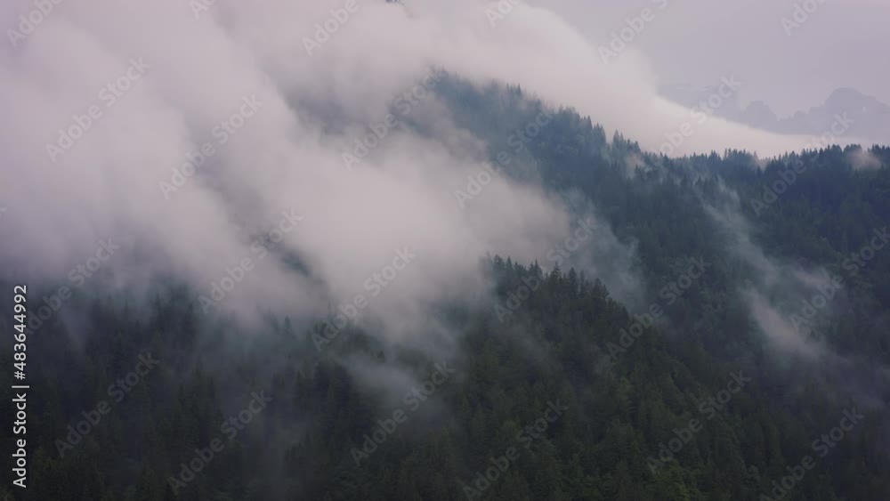 Mystical rocks forest fog mountains dolomite aerial drone cinematic footage Mystical rocks forest fog mountains dolomite aerial drone cinematic footage