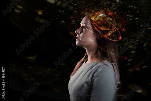 Obraz na płótnie Creative brain work, active consciousness, the concept of creative problem solving, cognitive sciences