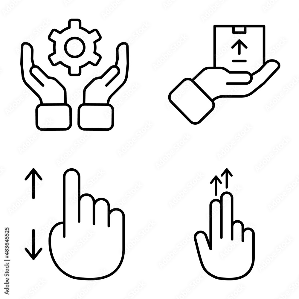 Fototapeta premium Allhandgestures Flat Icon Set Isolated On White Background