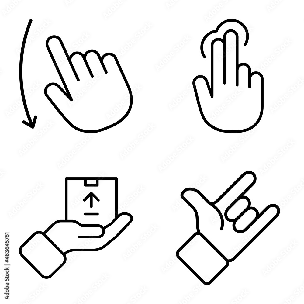 Allhandgestures Flat Icon Set Isolated On White Background Allhandgestures Flat Icon Set Isolated On White Background