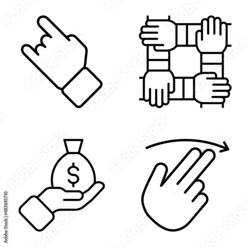 Allhandgestures Flat Icon Set Isolated On White Background