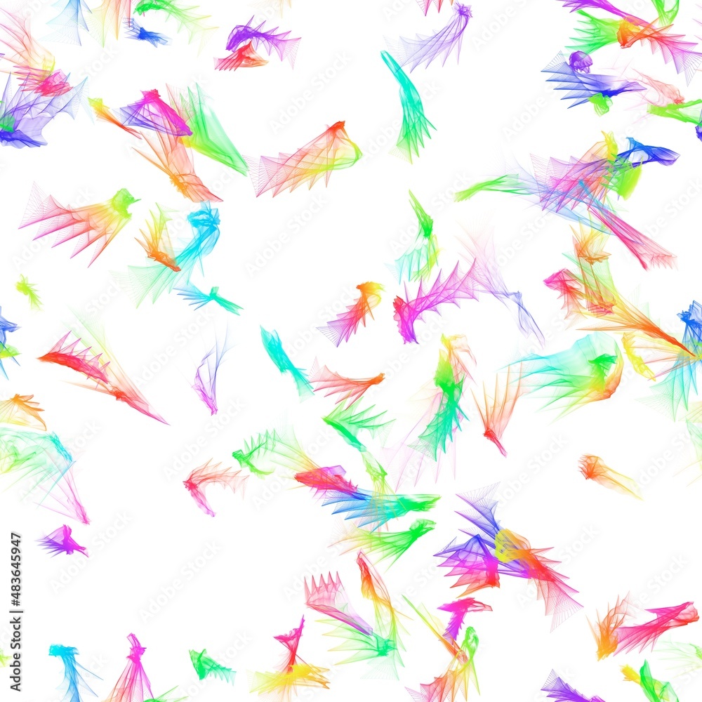 Abstract transparent brush strokes, zig zag form and rainbow colors. Isolated on white Abstract transparent brush strokes, zig zag form and rainbow colors. Isolated on white