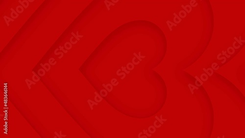 Red hearts move from center. 4k seamless looped animated background. Happy Valentine's Day concept.