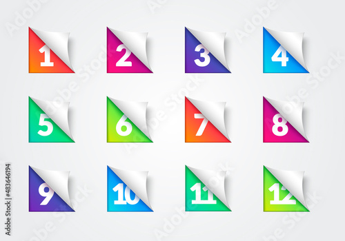 Vector Illustration Peeled Corner Bullet Point Set