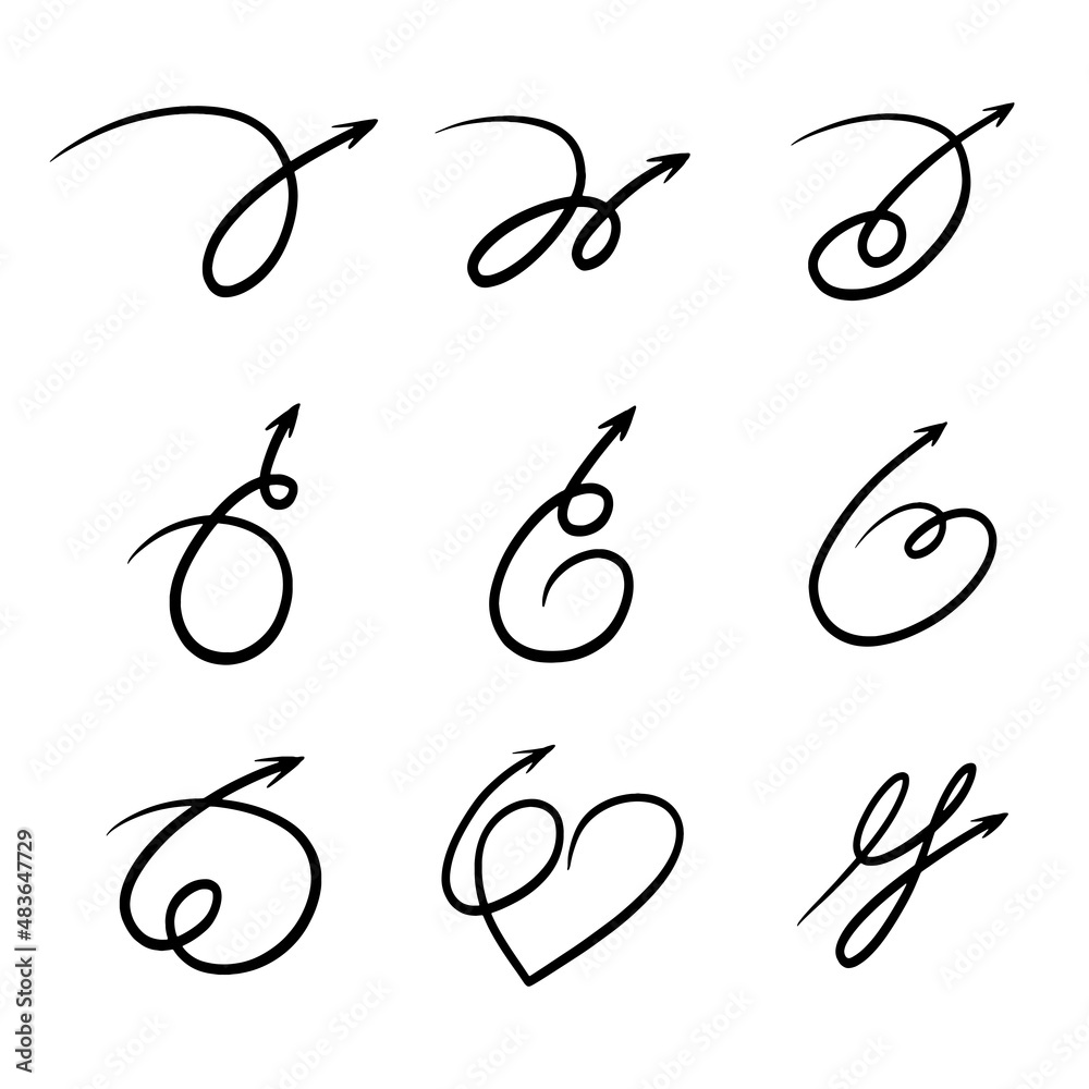 Fototapeta premium Set of calligraphic arrows. Vector illustration. EPS 10