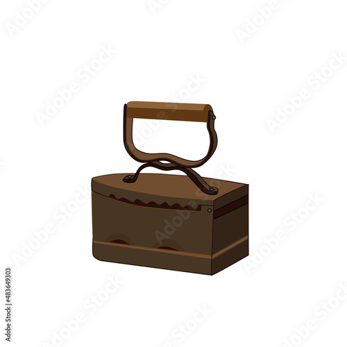 Old ironing appliance, Vintage ironing equipment - retro iron. Vector illustration.