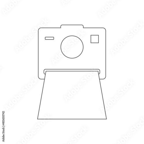 Vintage photo camera. Old snapshot device icon. Flat vector illustration isolated on white background.