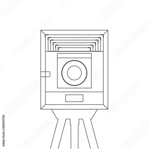 Vintage photo camera. Old snapshot device icon. Flat vector illustration isolated on white background.