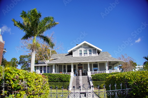 Tampa, FL, USA - 01 19 2022: Beautiful Hillsborough bay bayshore waterfront house in Tampa, Florida photo