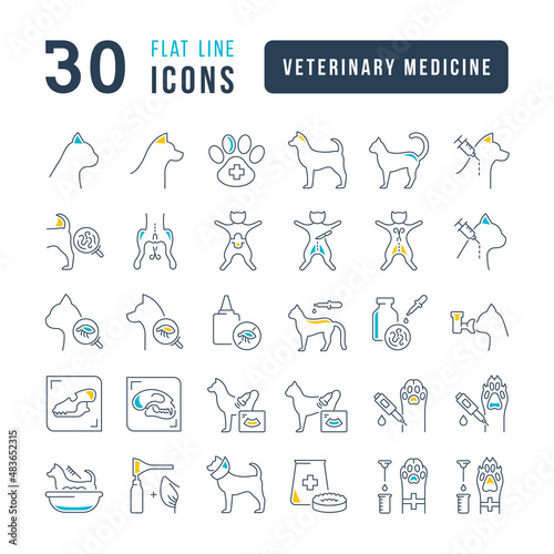 Veterinary Medicine. Collection of perfectly thin icons for web design, app, and the most modern projects. The kit of signs for category Medicine.