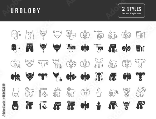 Urology. Collection of perfectly simple monochrome icons for web design, app, and the most modern projects. Universal pack of classical signs for category Medicine.