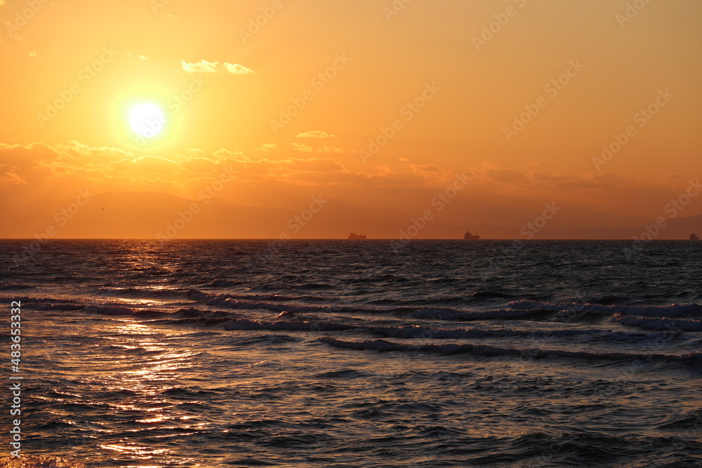 石狩湾の夕日