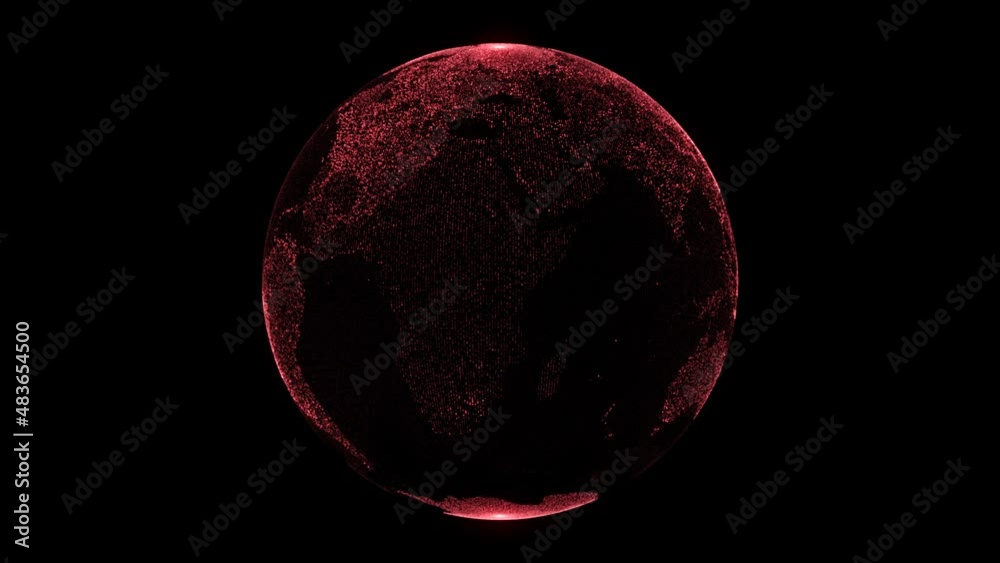 Digital red planet Earth on a black background.