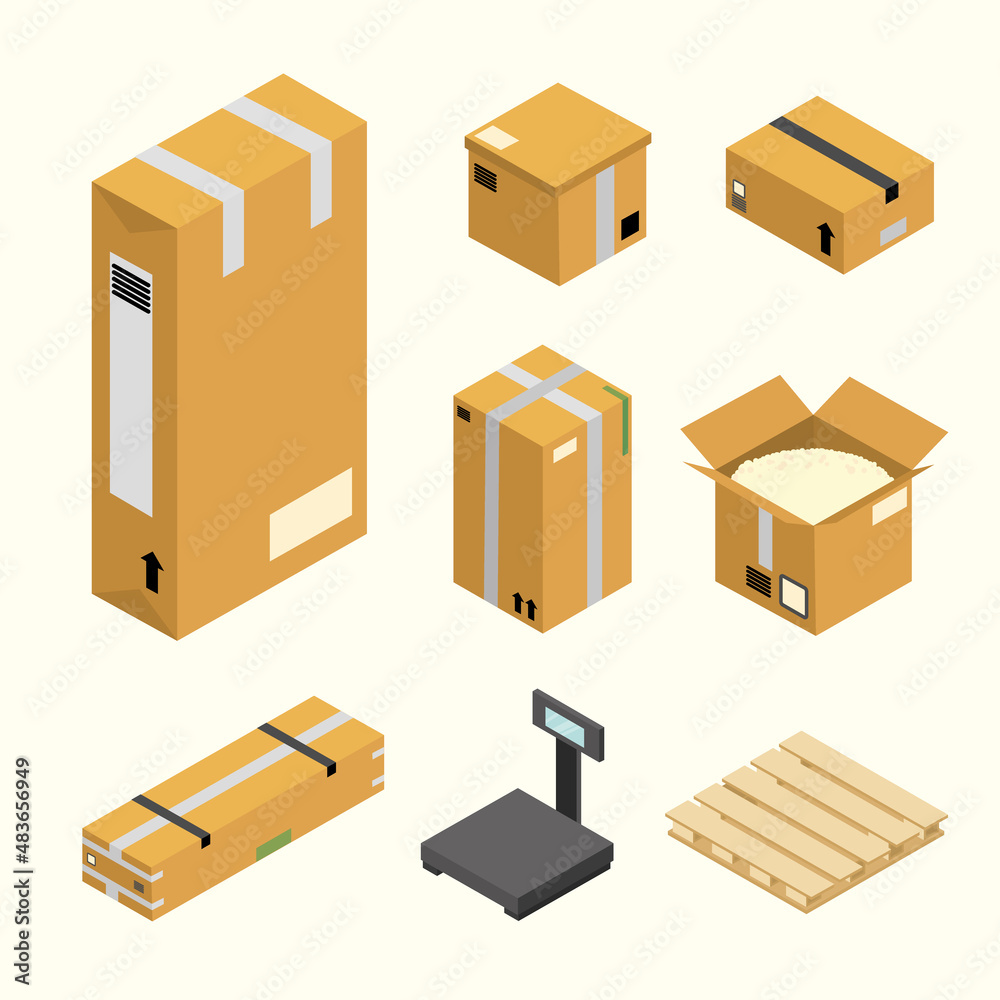 isometric packaging items