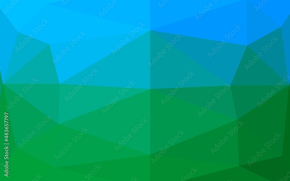 Fototapeta premium Light Blue, Green vector shining triangular background.