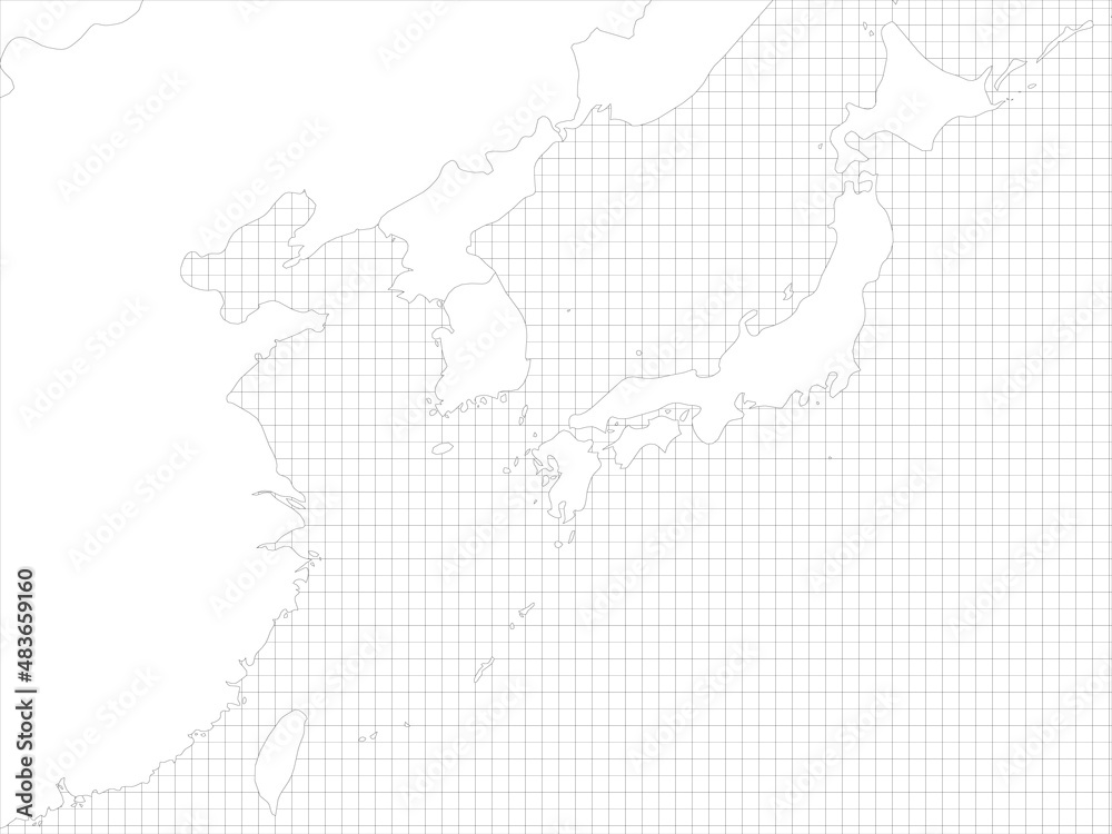 East Asia simple outline blank map Stock Vector | Adobe Stock