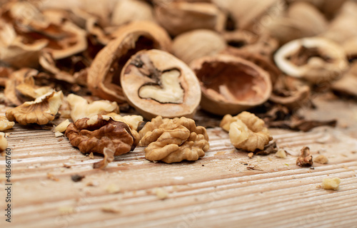 Crushed Walnuts Texture Background