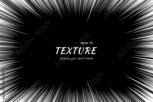 Frame cartoon line. White edge halftone on black background. Abstract popart line border. Concentration attention. Zoom texture. Frames focus fade pattern. Vignette dark boarder. Vector illustration