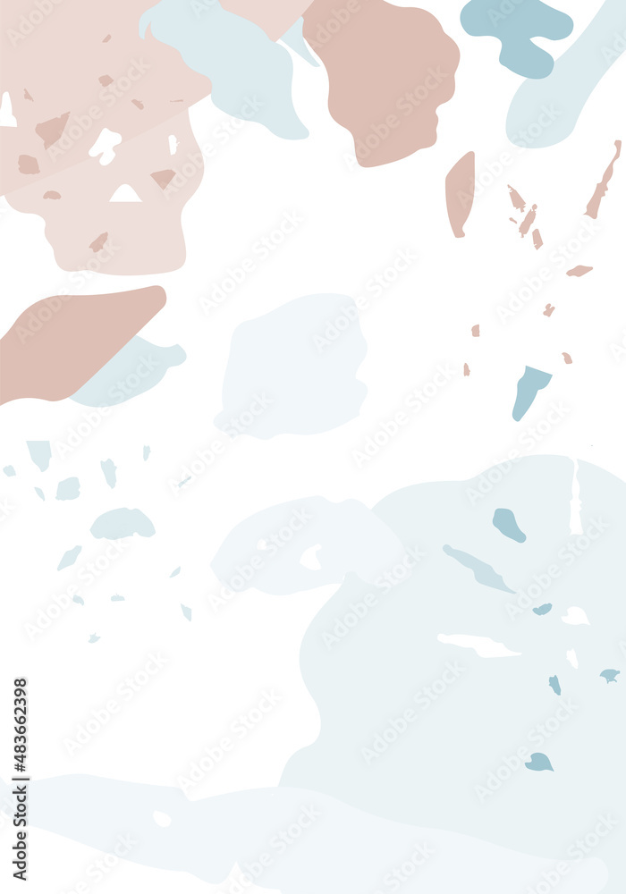 Terrazzo modern abstract template. Pink and blue