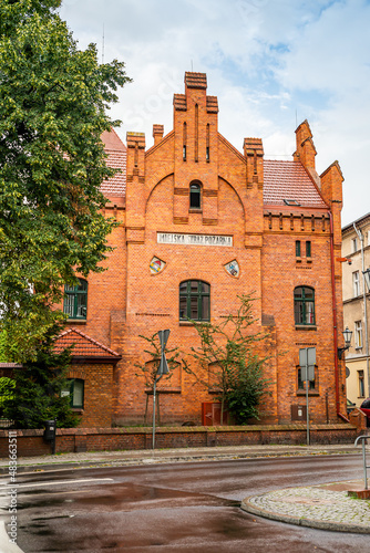 Torun, Poland - August 11, 2021. Fire station - Komenda Wojewodzka Panstwowej Strazy Pozarnej - in Prosta street photo