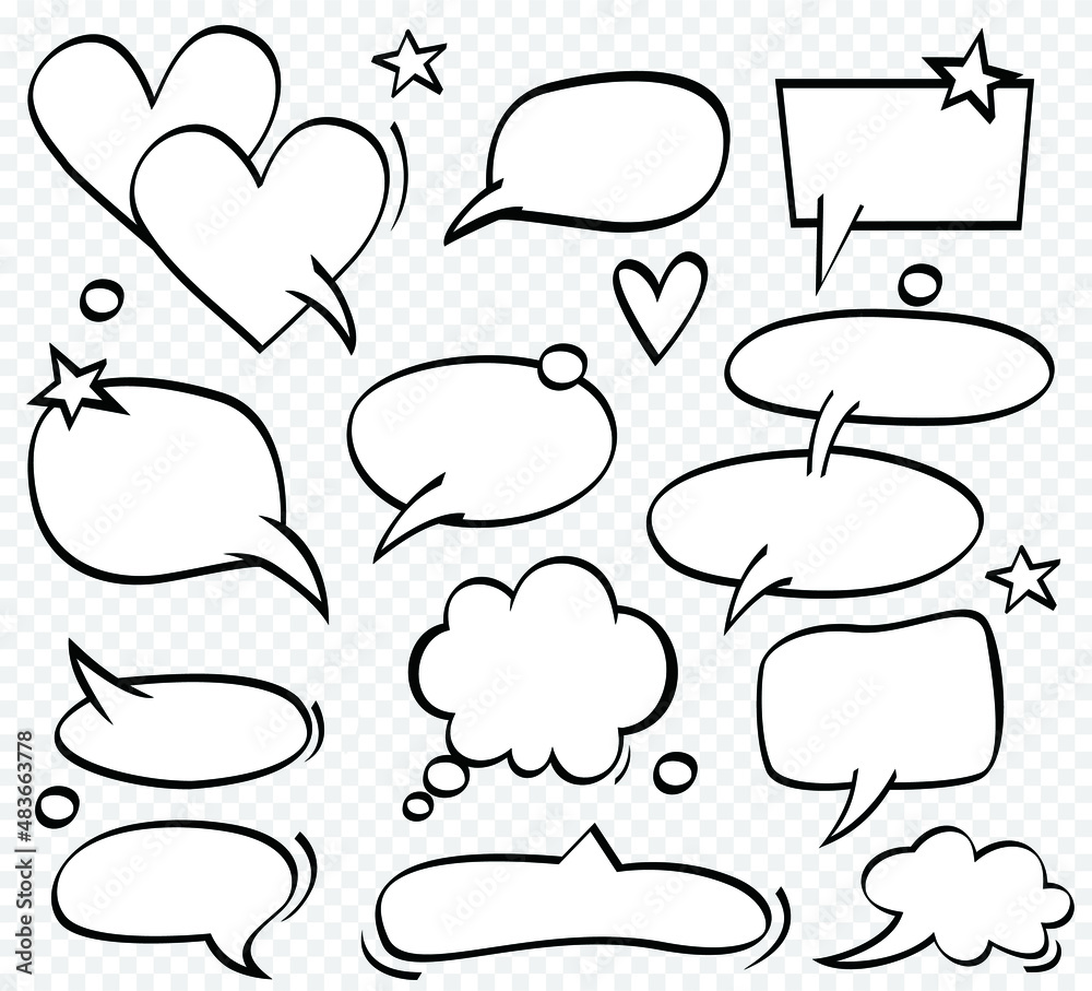 A collection of comic speech bubbles. comic speech bubbles doodle set A collection of comic speech bubbles. comic speech bubbles doodle set