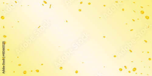 European Union Euro coins falling. Lovely scattered EUR coins. Europe money. Actual jackpot, wealth or success concept. Vector illustration.