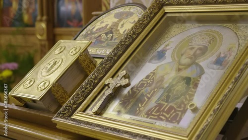 Church icons with a cross in Orthodoxy