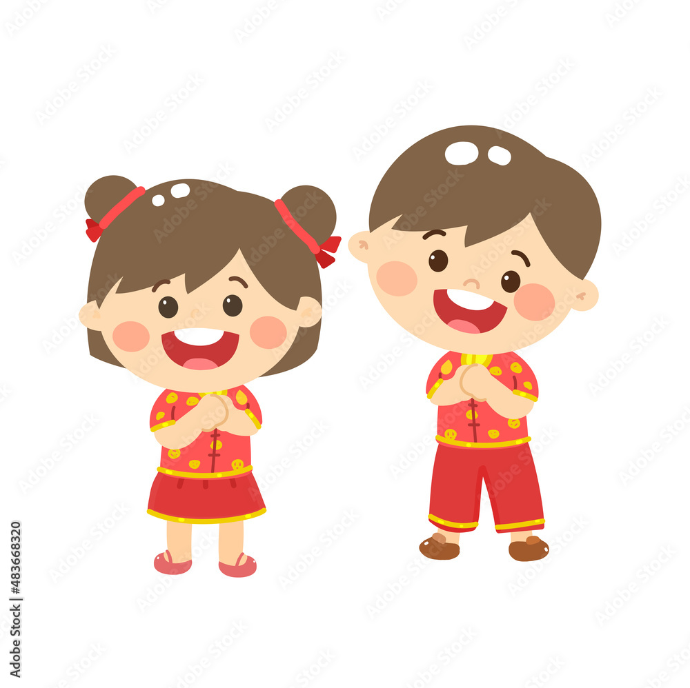 Cute Cartoon Chinese Kids Character.