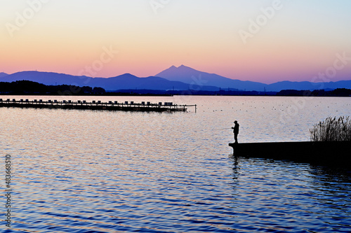 sunset over lake