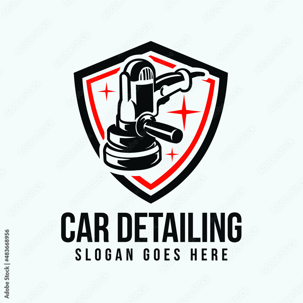 Car detailing shield emblem ready made logo vector isolated. Best for car detailing related business Car detailing shield emblem ready made logo vector isolated. Best for car detailing related business