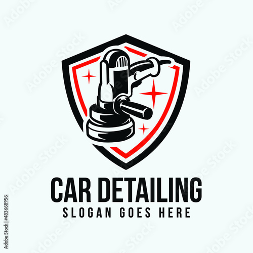 Car detailing shield emblem ready made logo vector isolated. Best for car detailing related business