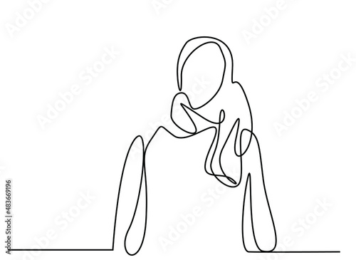 muslim woman in hijab thinking portrait concept design