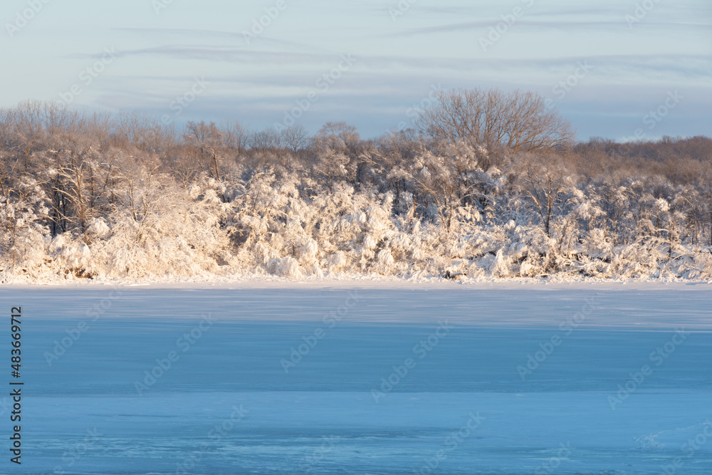 Winter Scene in Raccoon River Park West Des Moines Iowa Midwest
