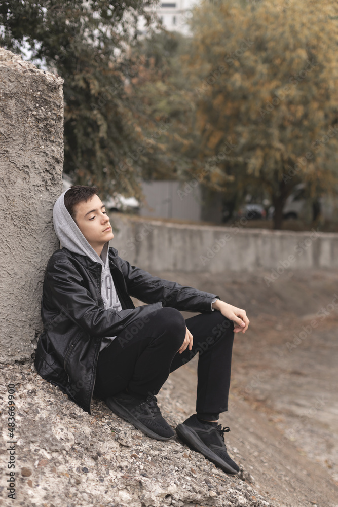 Portrait of teenage boy in casual clothes. Portrait of teenage boy in casual clothes.