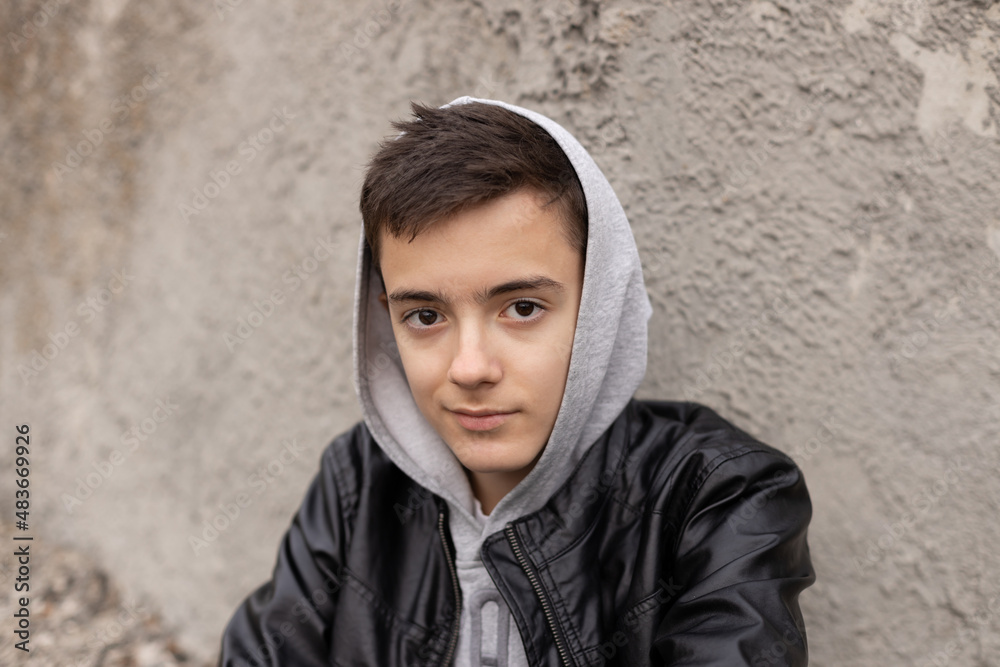 Portrait of teenage boy in casual clothes. Portrait of teenage boy in casual clothes.