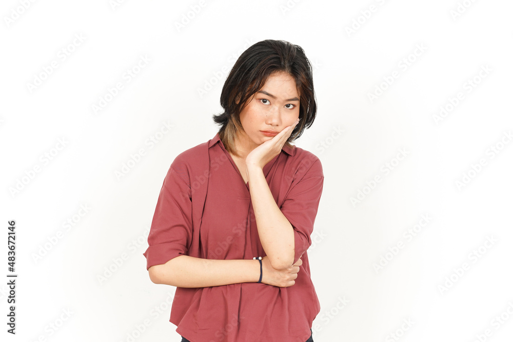 Boring Gesture Of Beautiful Asian Woman Isolated On White Background Boring Gesture Of Beautiful Asian Woman Isolated On White Background