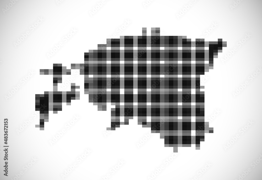 Pixel map of Estonia. The dotted map is on white background. Vector illustration