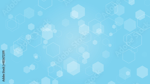 たくさんの六角形のアブストラクト背景（水色）