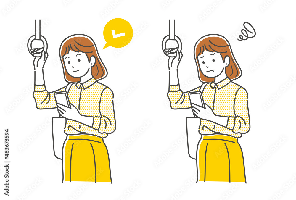 スマートフォンを操作する女性のイラスト