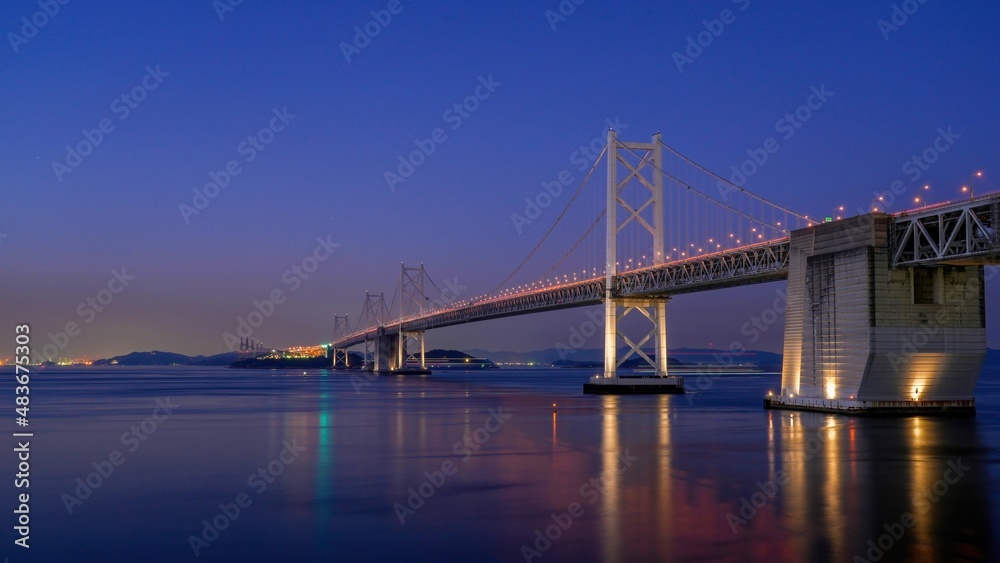 日没後の瀬戸大橋の情景＠香川