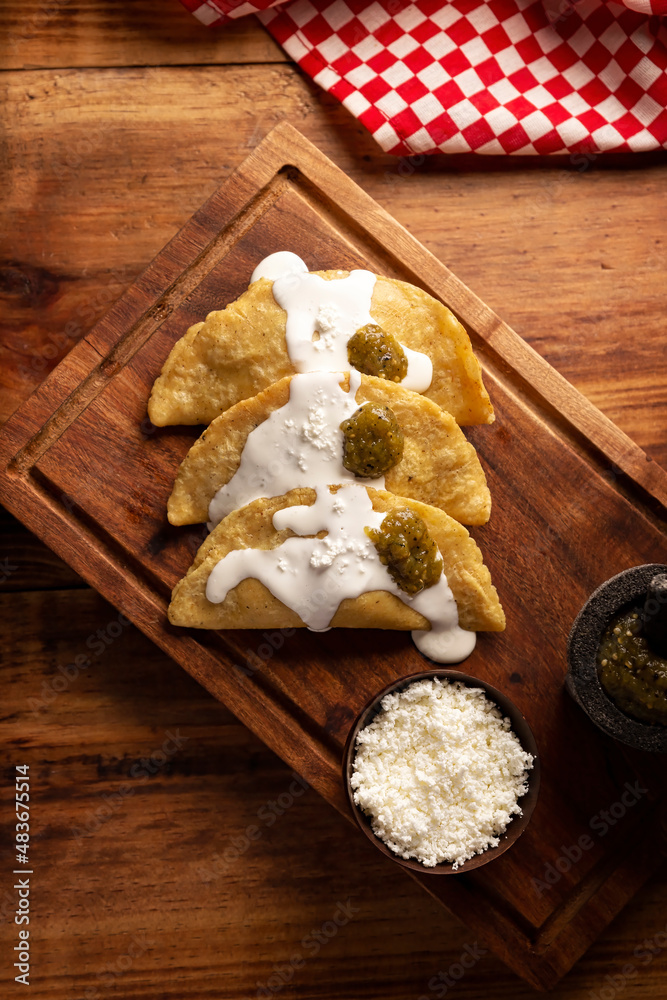 Quesadillas fritas. Traditional Mexican appetizer Quesadillas fritas. Traditional Mexican appetizer