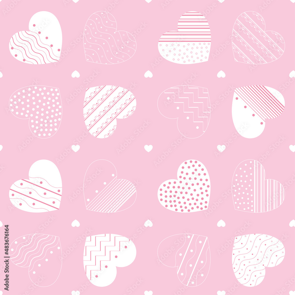Pink seamless pattern. Valentine's Day hearts Pink seamless pattern. Valentine's Day hearts