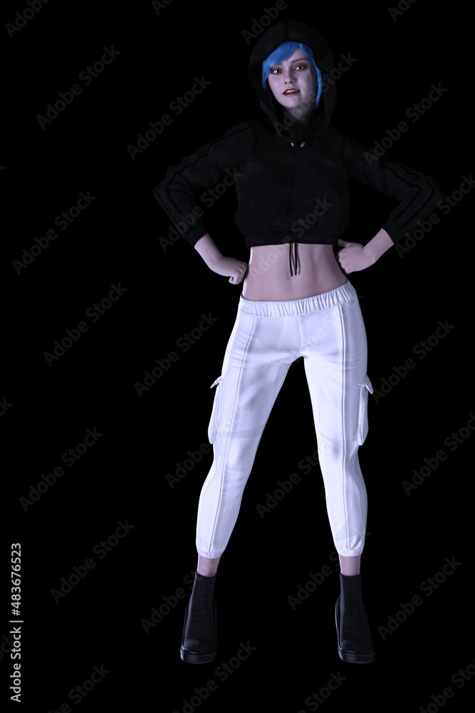 set of female sexy figures with hair and in lingerie with an expression on his face and on a light background 3D illustration