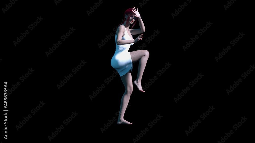 set of female sexy figures with hair and in lingerie with an expression on his face and on a light background 3D illustration